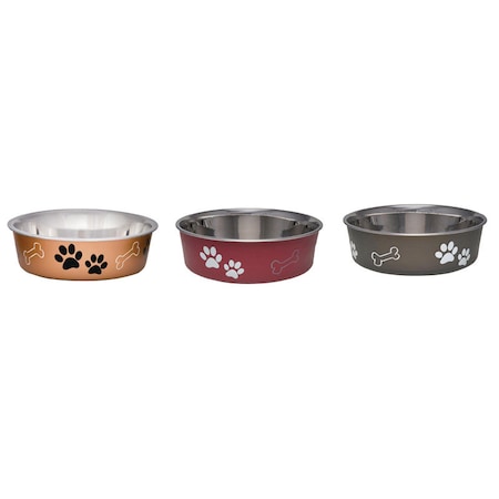 Loving Pets Loving Pets Assorted Bones and Paw Prints Stainless Steel Large Pet Bowl For Dog 7406LBM